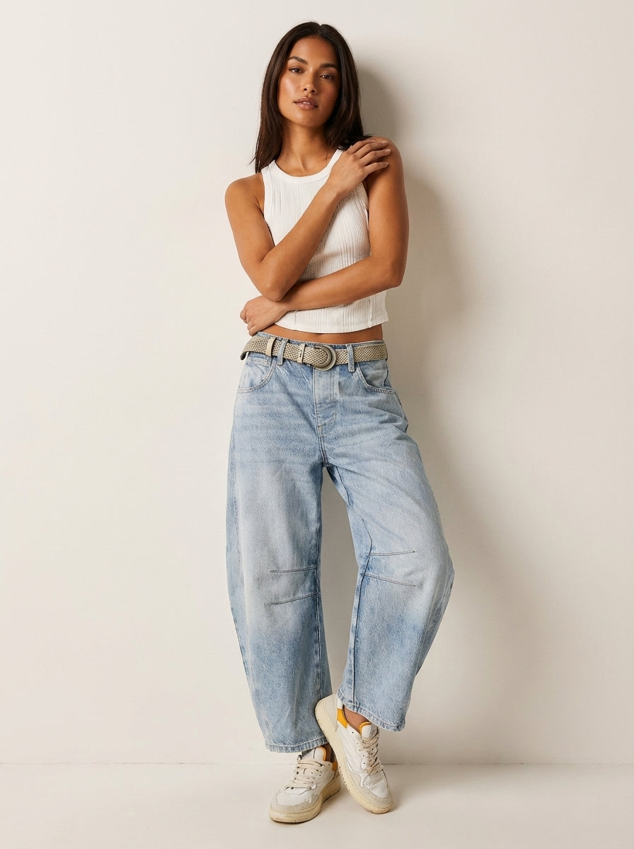 Damen Baggy Jeans mit hoher Taille | Relaxed Fit Denim Hose | Weite Jeans für einen modernen Look und hohen Tragekomfort