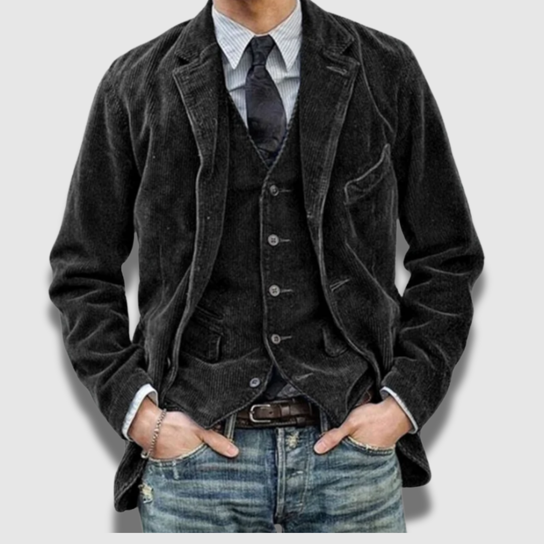 Classic men's blazer and vest set | Slim fit blazer with suit vest | Vintage two-piece for business and leisure | Single-breasted