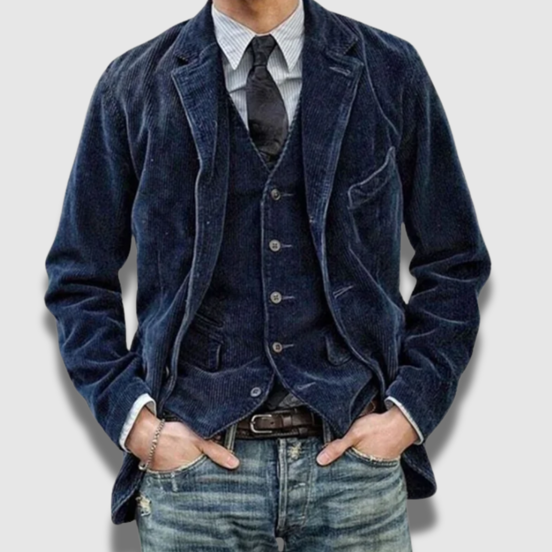 Classic men's blazer and vest set | Slim fit blazer with suit vest | Vintage two-piece for business and leisure | Single-breasted