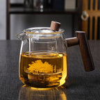 Elegant borosilicate glass tea kettle with transparent design ideal for stovetop brewing and tea service