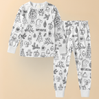 Kinder Baumwoll-Schlafanzug-Set zum Ausmalen – Kreativer Weihnachts-Pyjama