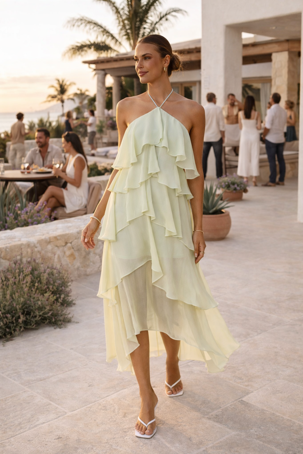 Damen Halterneck Maxikleid | Langes Festkleid für Hochzeiten & Besondere Anlässe | Sommerliches Abendkleid Rückenfrei