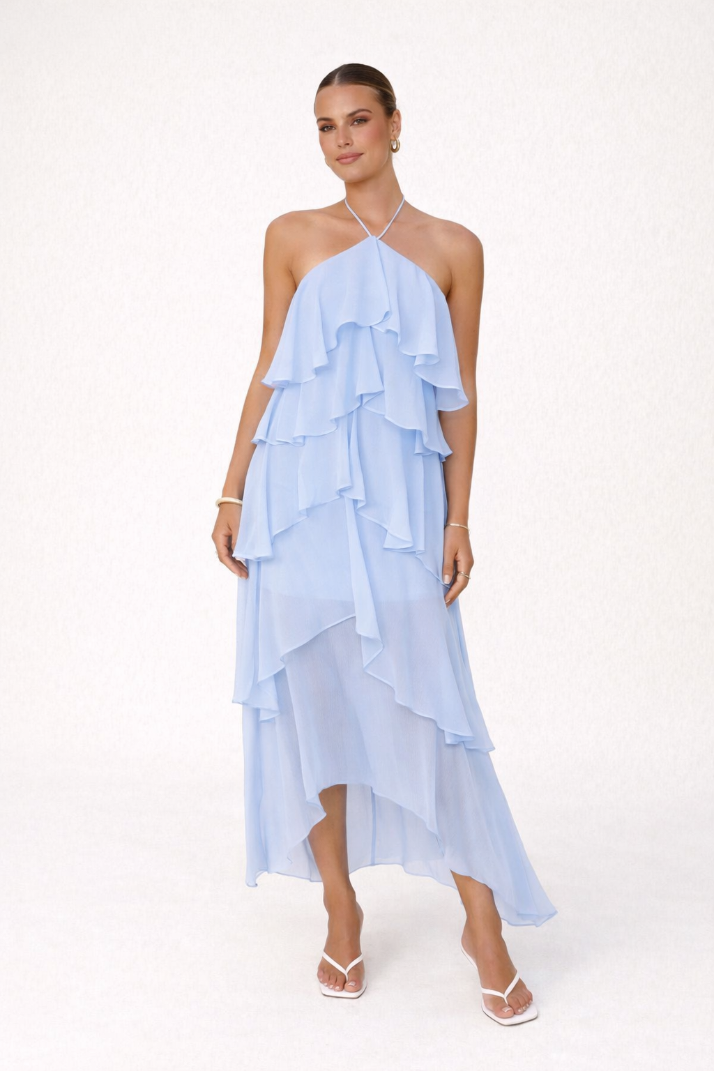 Damen Halterneck Maxikleid | Langes Festkleid für Hochzeiten & Besondere Anlässe | Sommerliches Abendkleid Rückenfrei