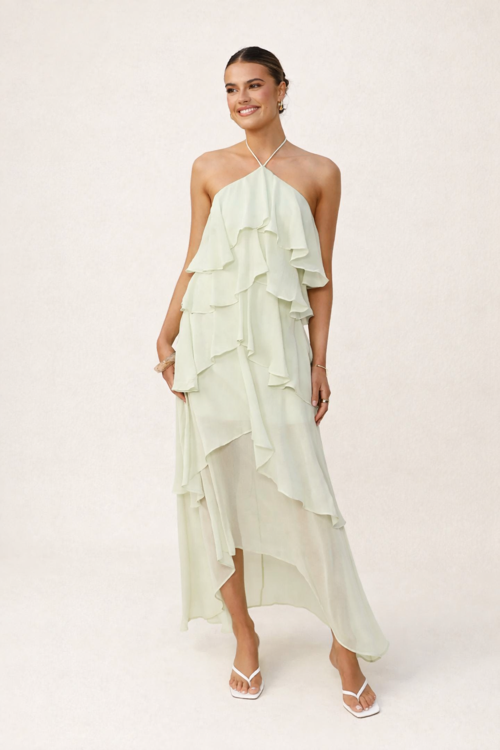 Damen Halterneck Maxikleid | Langes Festkleid für Hochzeiten & Besondere Anlässe | Sommerliches Abendkleid Rückenfrei