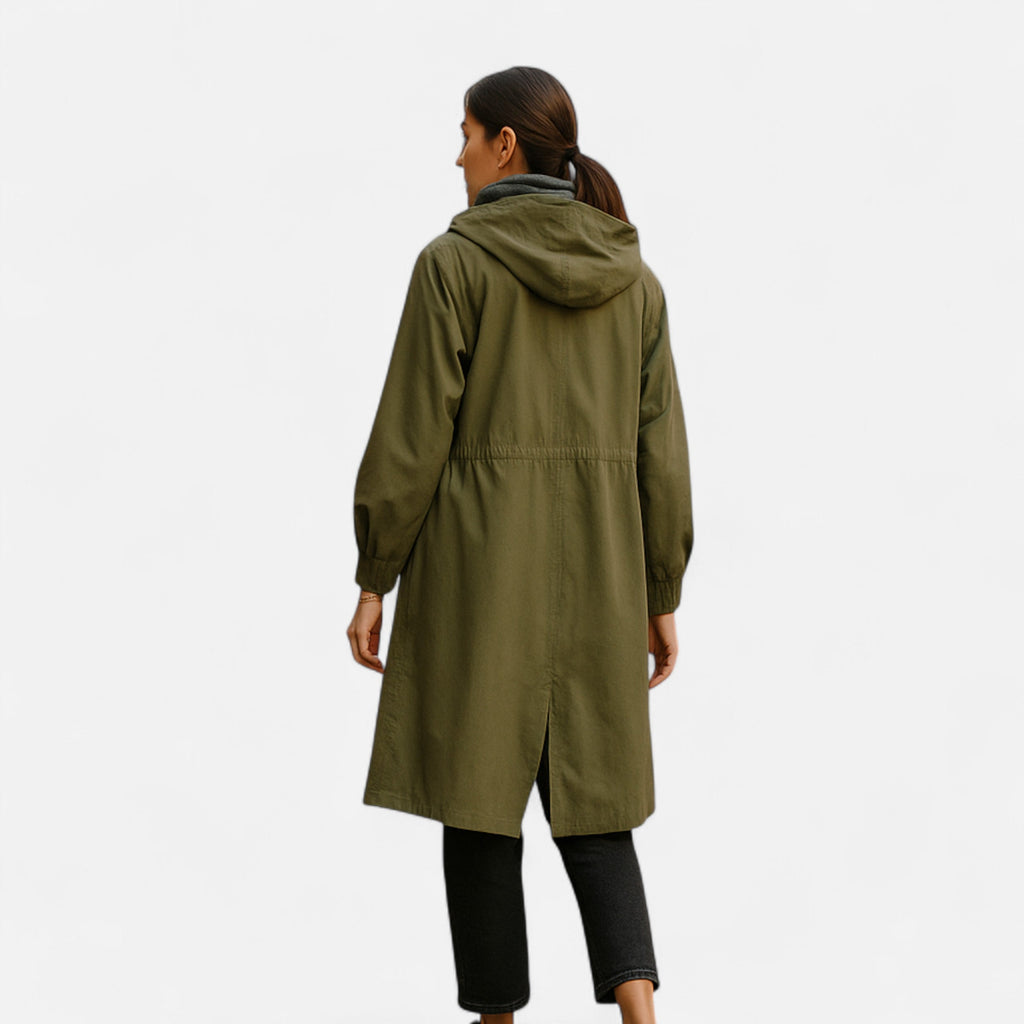 Zeitloser wasserdichter Damen-Trenchcoat mit Kapuze