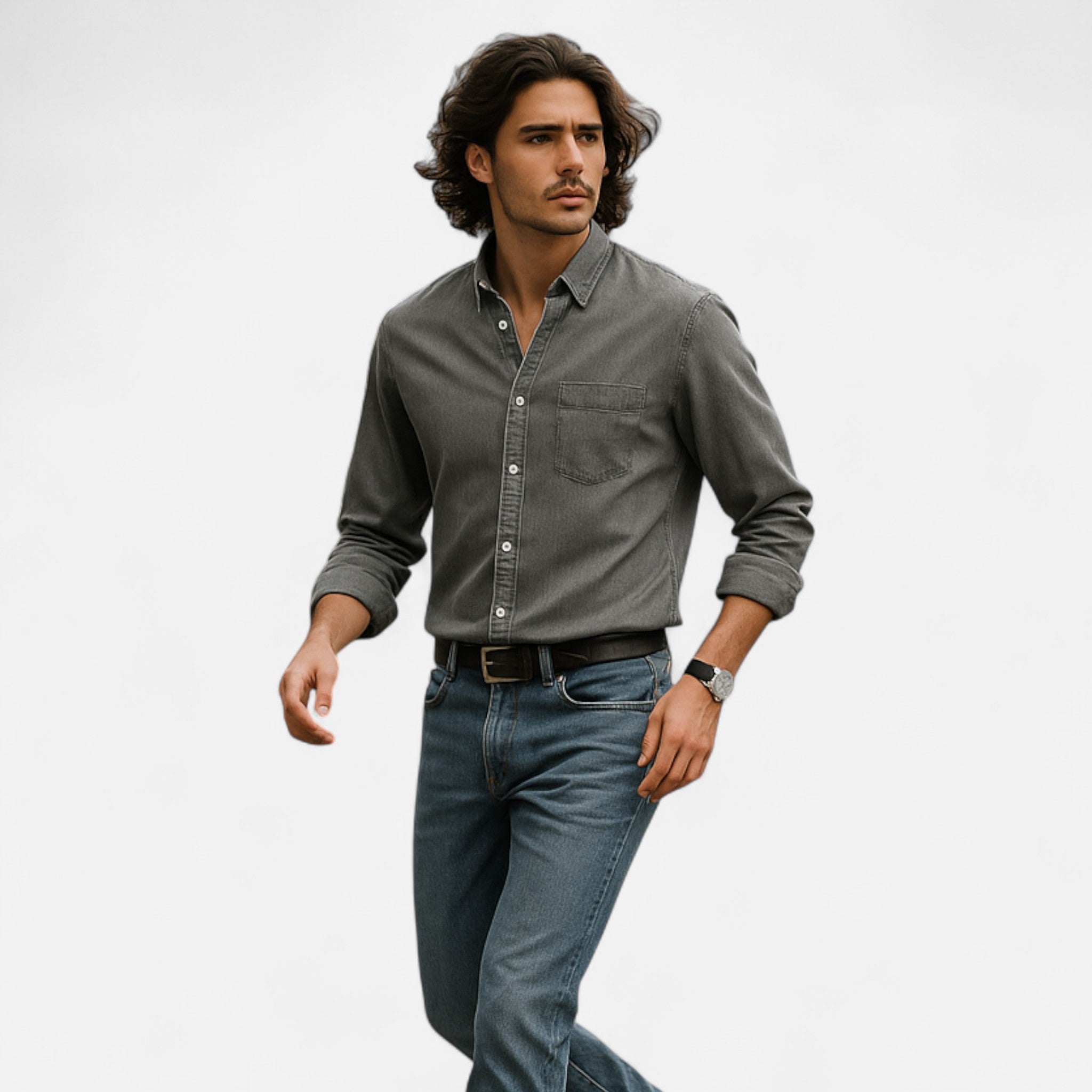 Klassisches Herren-Jeanshemd aus Premium-Baumwolle