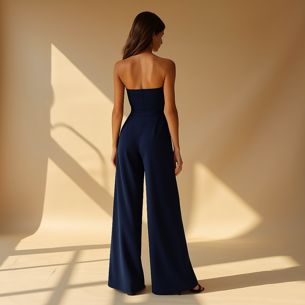 Women's Off-Shoulder Jumpsuit | Elegant Strapless Overall with Corset Effect for Festive Occasions and Stylish Evening Wear