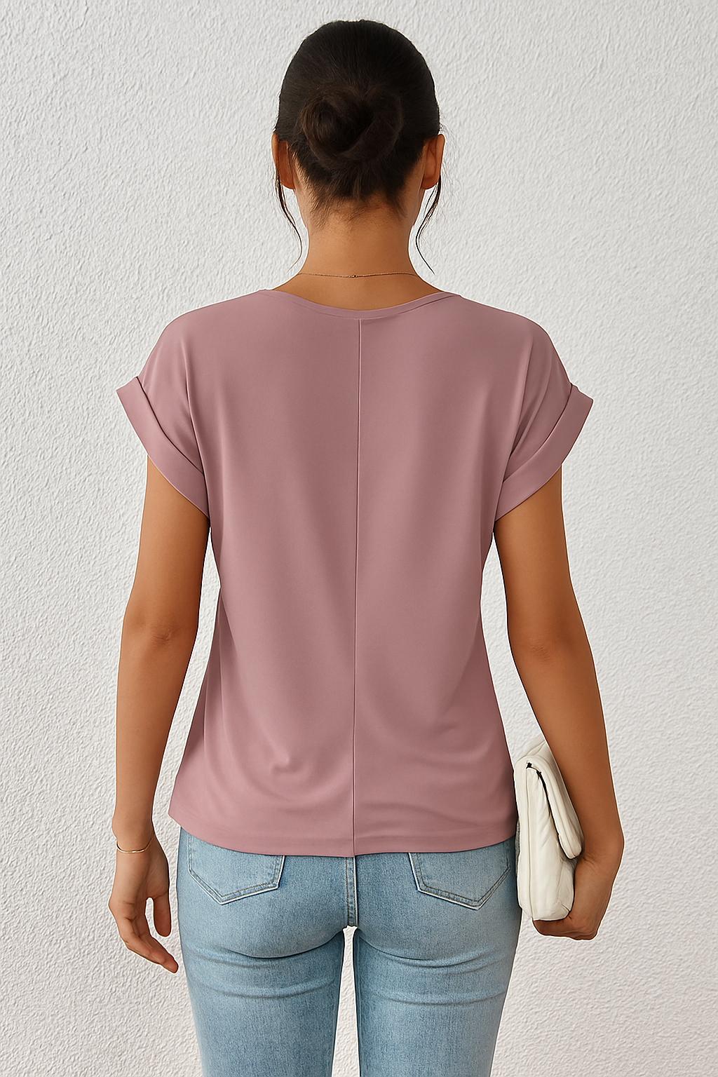 Women's V-Neck T-Shirt | Short Sleeve Top Made of Soft Stretch Material | Lightweight Basic Shirt for Everyday and Leisure