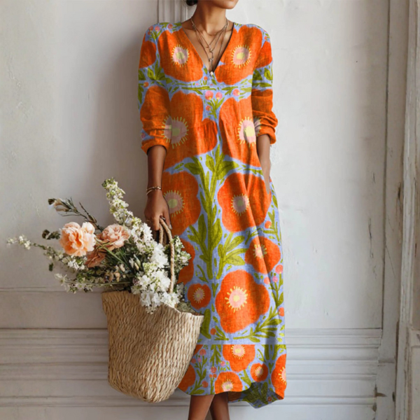 Geblümtes Kleid für Damen mit romantischem Stil für Alltag und festliche Anlässe