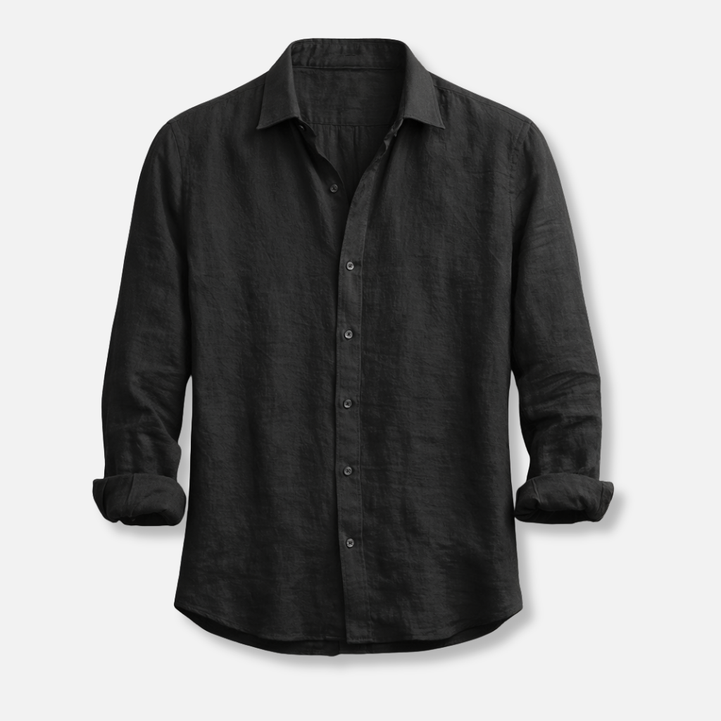 Linen summer shirt – button-down with roll-up sleeves for men