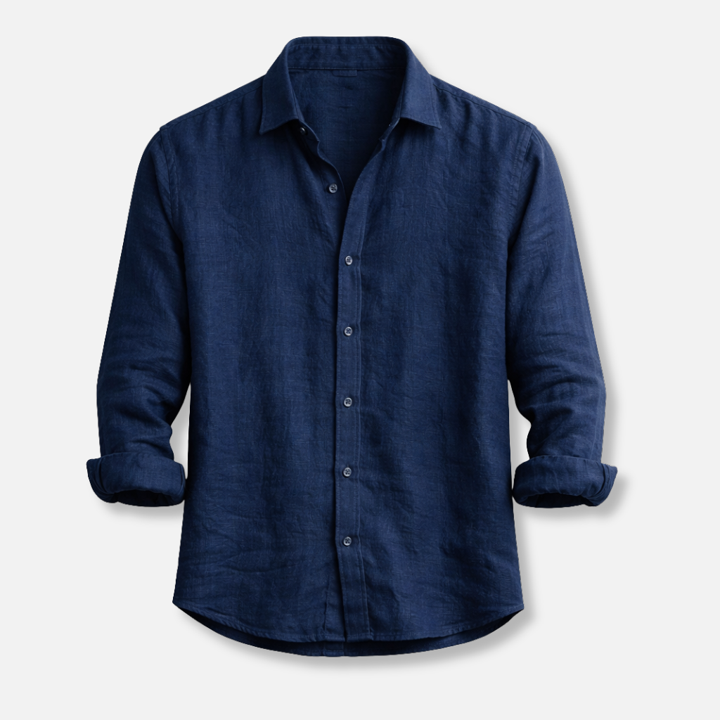 Linen summer shirt – button-down with roll-up sleeves for men