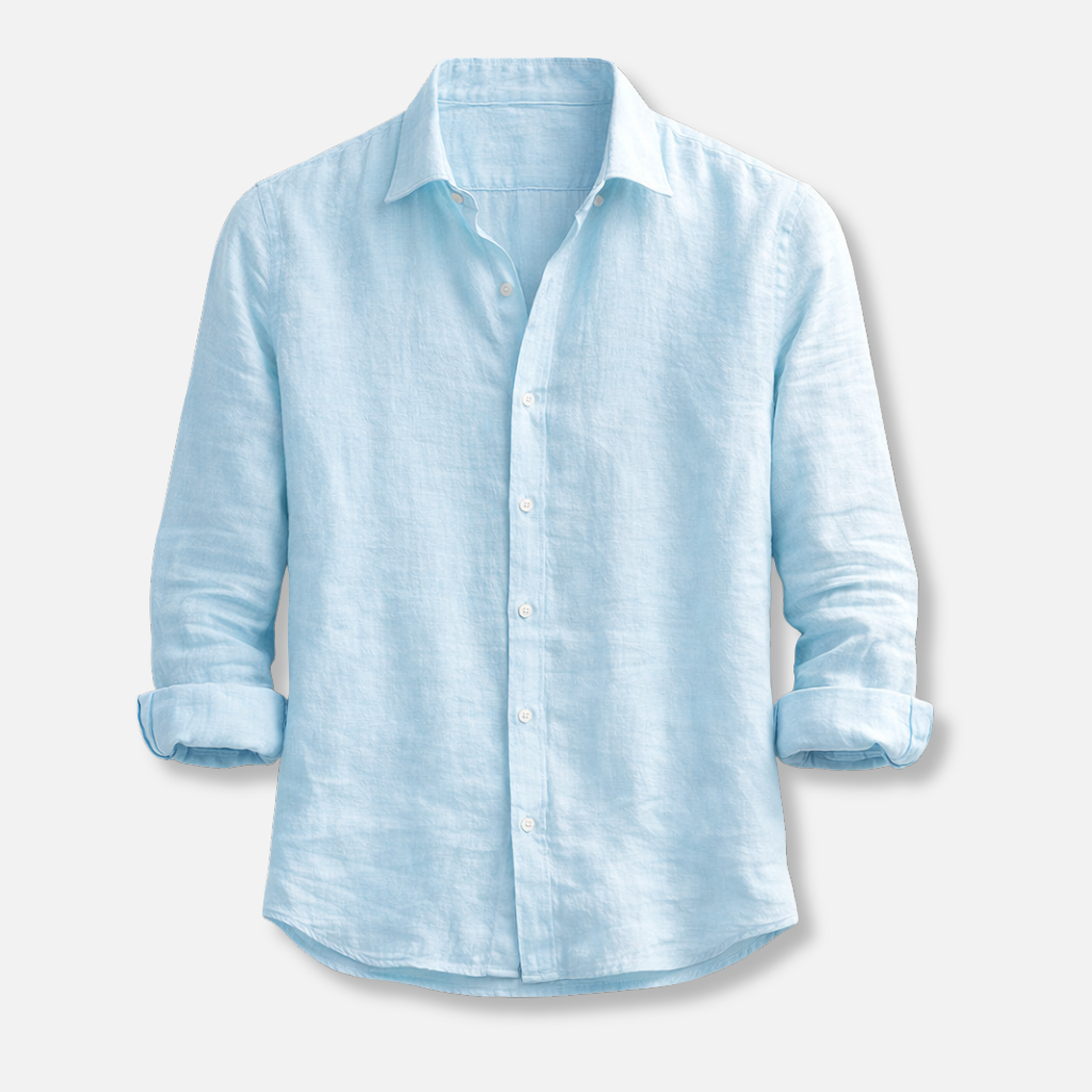 Linen summer shirt – button-down with roll-up sleeves for men
