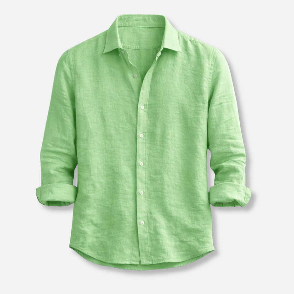 Linen summer shirt – button-down with roll-up sleeves for men