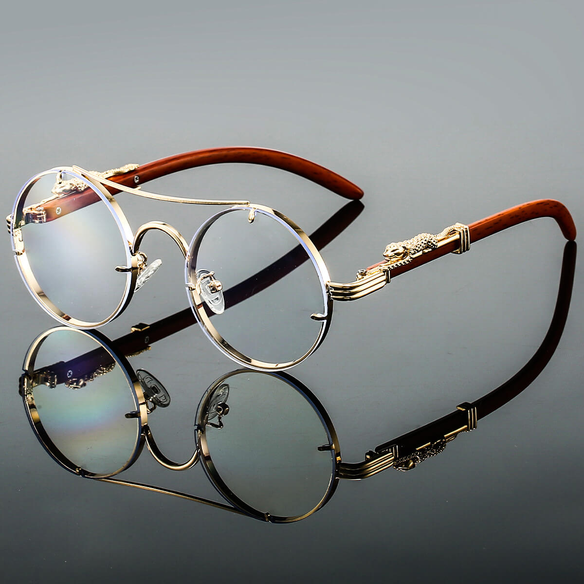 Runde Vintage-Sonnenbrille mit Doppelsteg, Metallrahmen und UV400-Gläsern