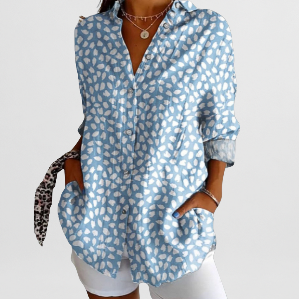 NOUVEAU RICHE Elegante Leichte Premium Bluse für Damen – Perfekt für Büro, Freizeit und besondere Anlässe Hellblau