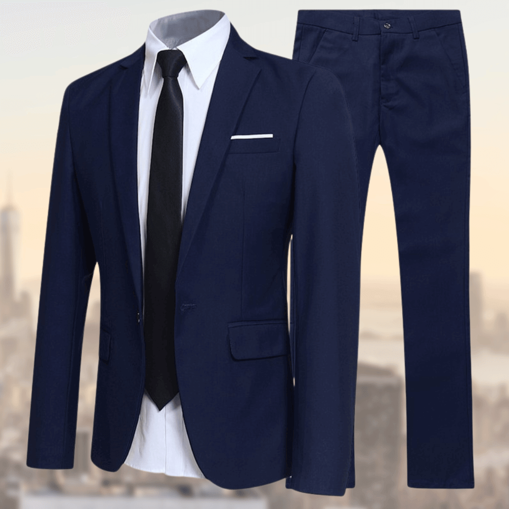 NOUVEAU RICHE Herren Anzug Stilvolle Eleganz Höchsten Komfort Büro Dunkelblau