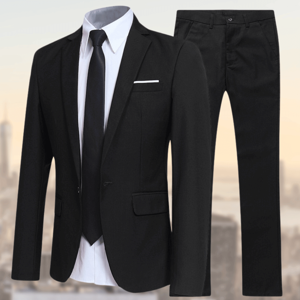 NOUVEAU RICHE Herren Anzug Stilvolle Eleganz Höchsten Komfort Büro Schwarz