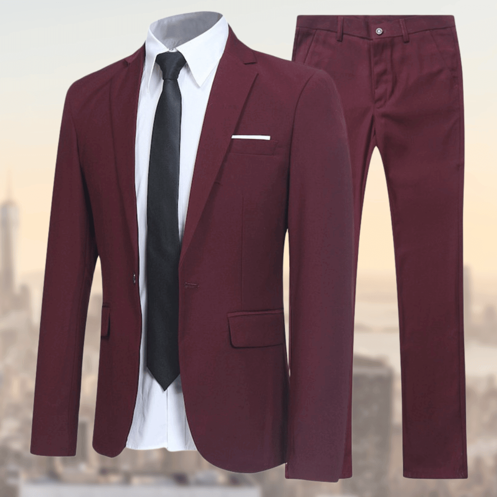NOUVEAU RICHE Herren Anzug Stilvolle Eleganz Höchsten Komfort Büro Rot