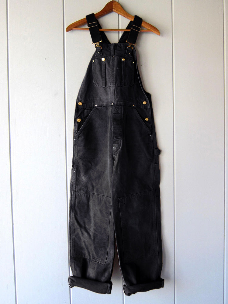 NOUVEAU RICHE Vintage Duck Latzhose Aus Strapazierfähigem Canvas Für Herren Mit Verstellbaren Trägern Und Praktischen Taschen Schwarz