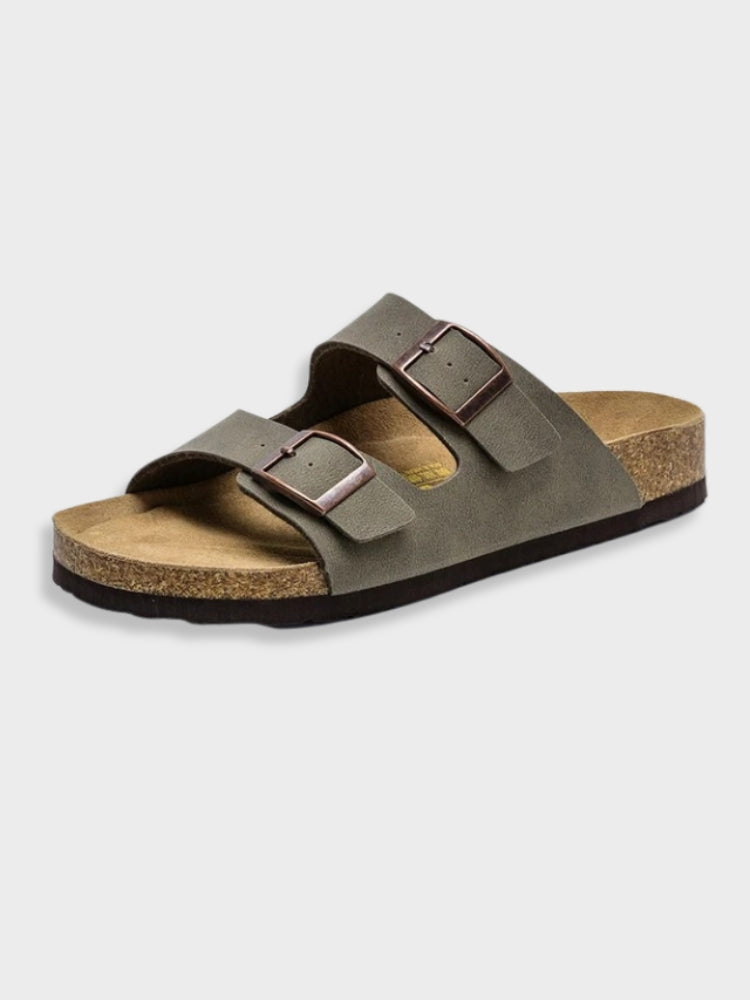 NOUVEAU RICHE Elegante Arizona Stil Herren Hausschuhe Riemen Komfort Dunkelgrau