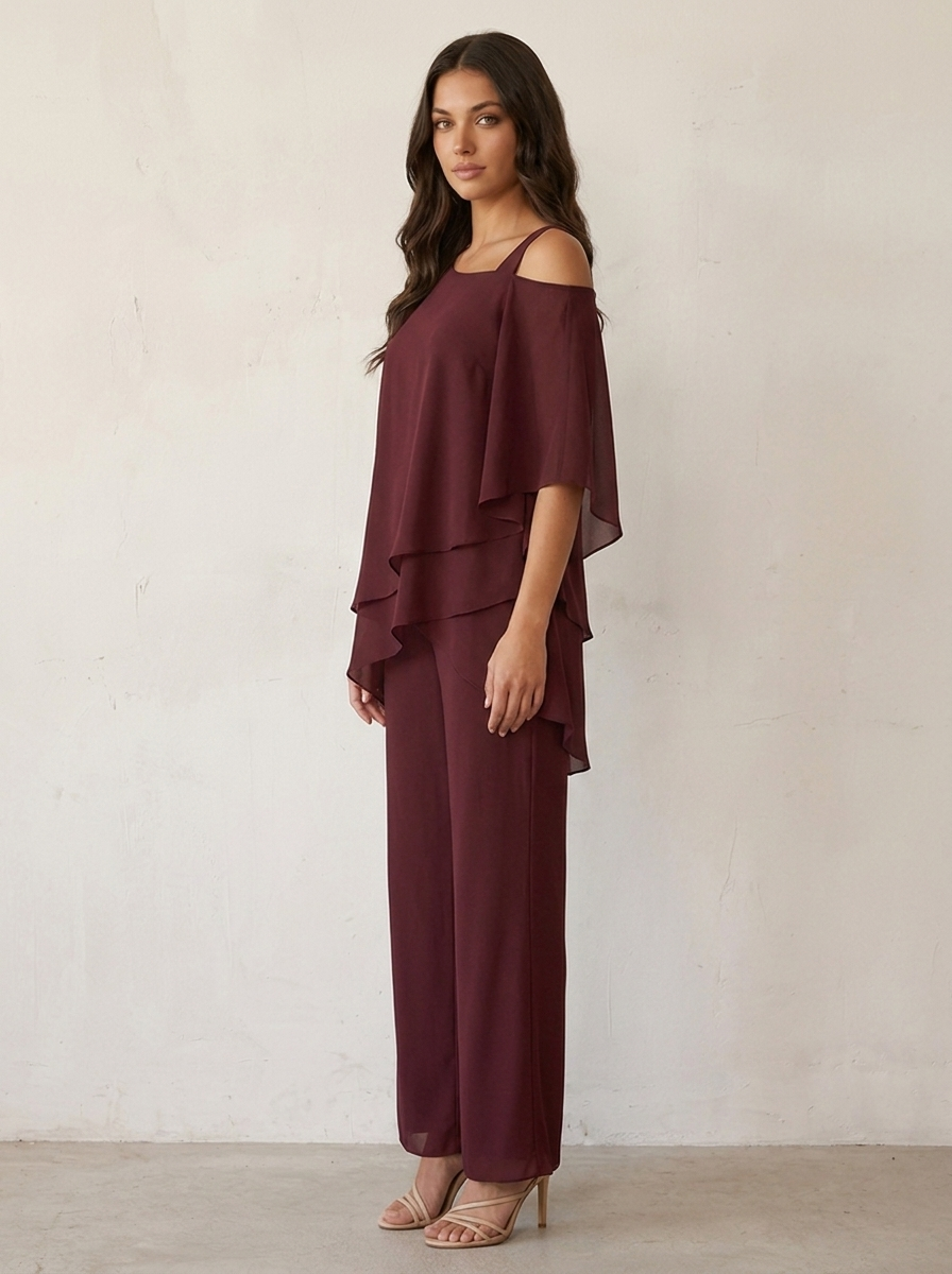 Elegantes Chiffon Set für Damen | Luftiger Zweiteiler mit fließender Passform | Ideales Outfit für festliche Anlässe