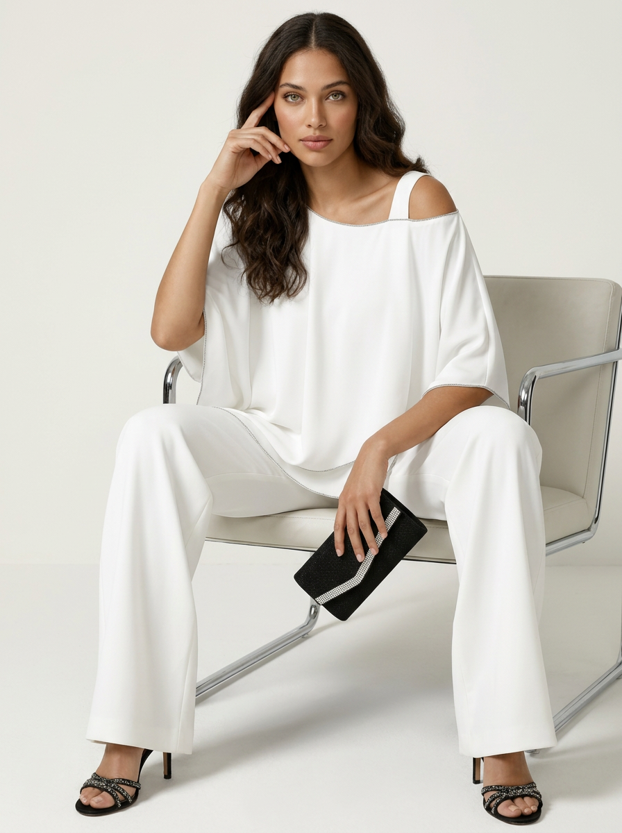 Elegantes Chiffon Set für Damen | Luftiger Zweiteiler mit fließender Passform | Ideales Outfit für festliche Anlässe