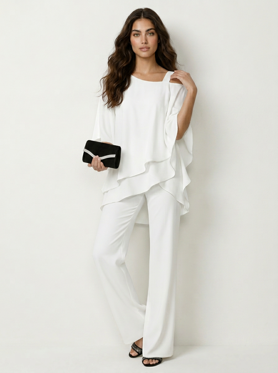 Elegantes Chiffon Set für Damen | Luftiger Zweiteiler mit fließender Passform | Ideales Outfit für festliche Anlässe