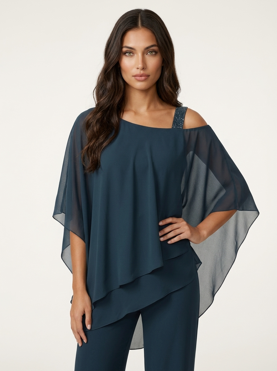 Elegantes Chiffon Set für Damen | Luftiger Zweiteiler mit fließender Passform | Ideales Outfit für festliche Anlässe