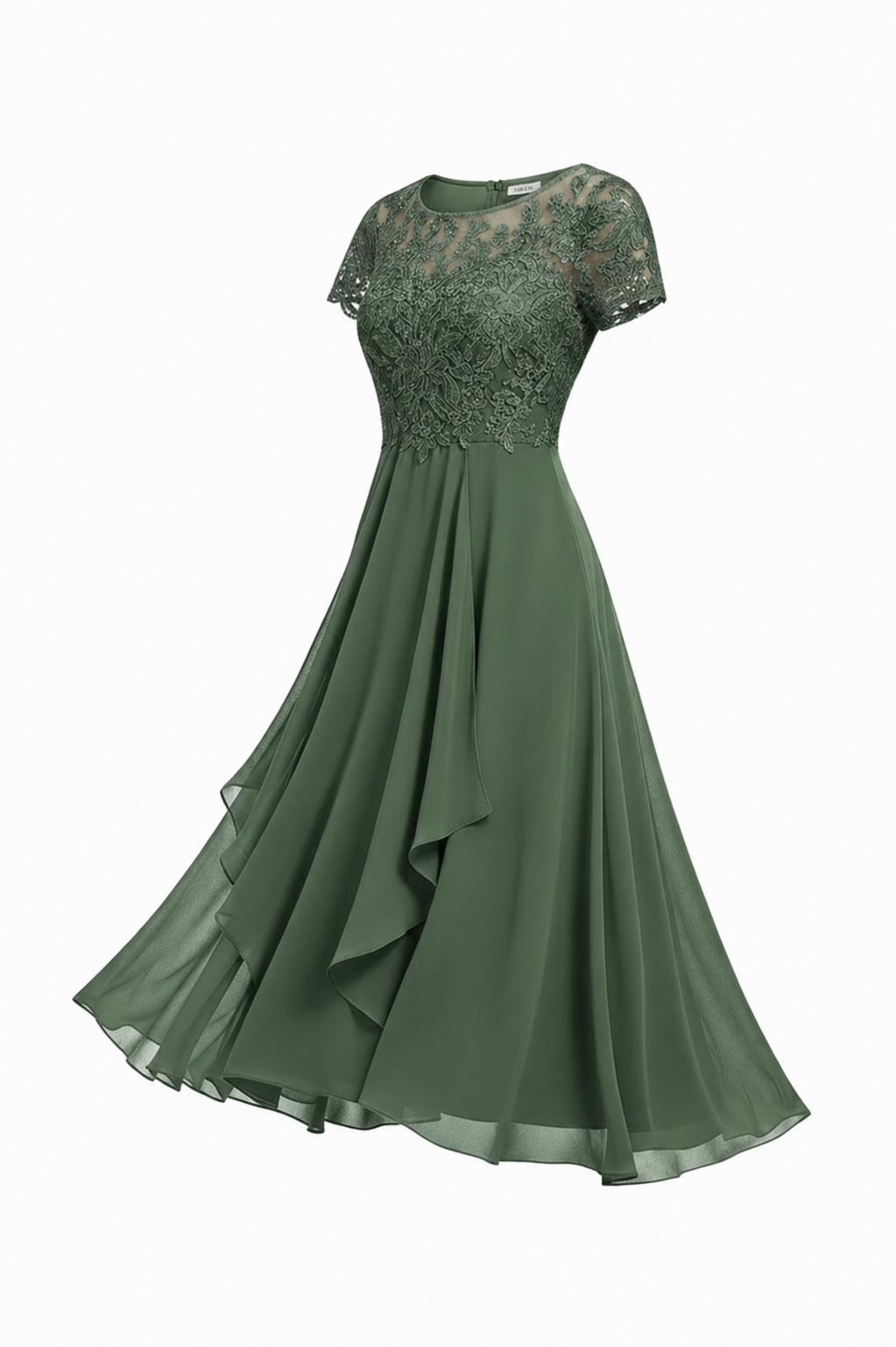 NOUVEAU RICHE Hochzeitsgastkleid Midi Mit Stickerei Elegante Silhouette Grün