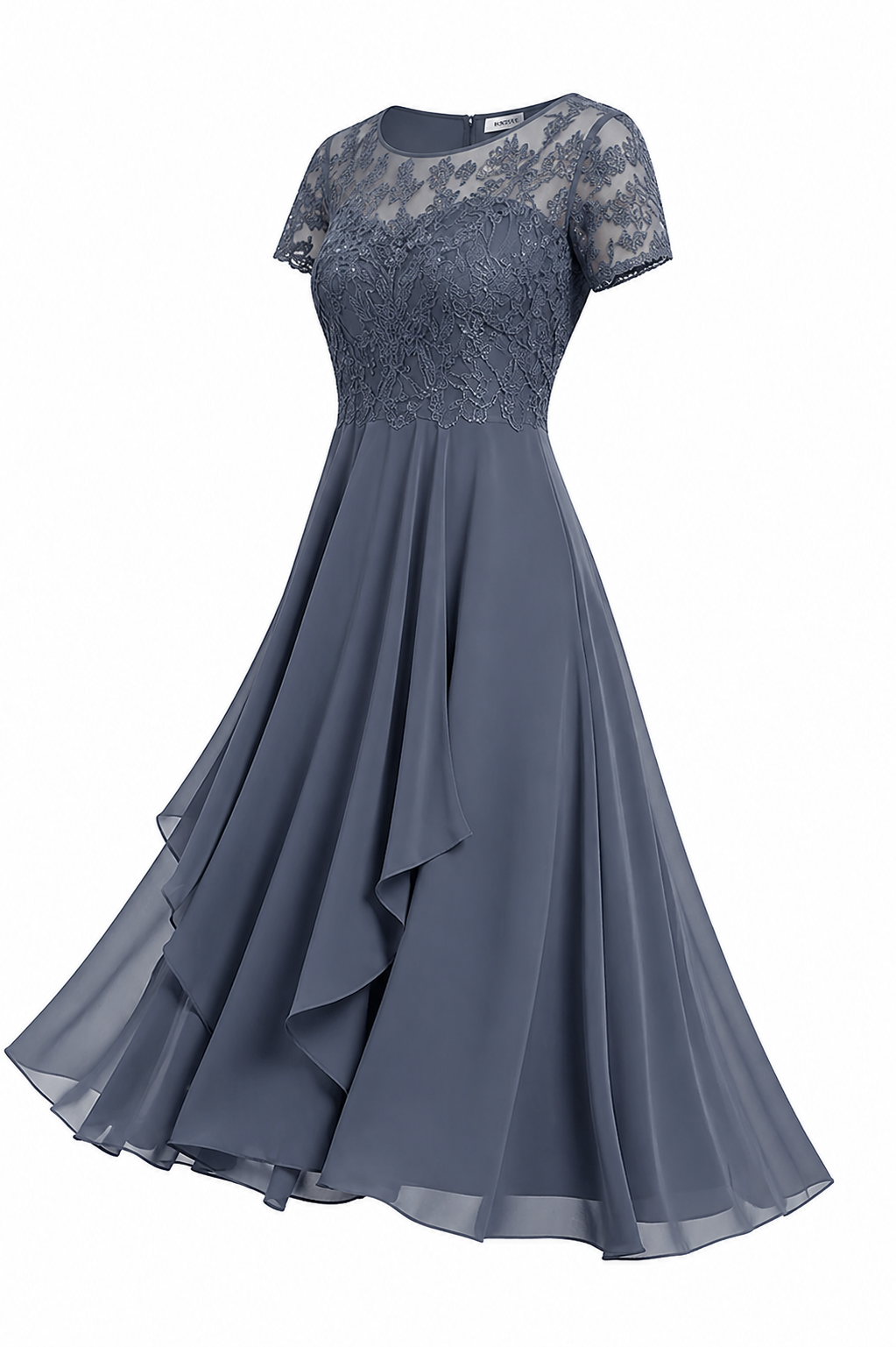 NOUVEAU RICHE Hochzeitsgastkleid Midi Mit Stickerei Elegante Silhouette Grau