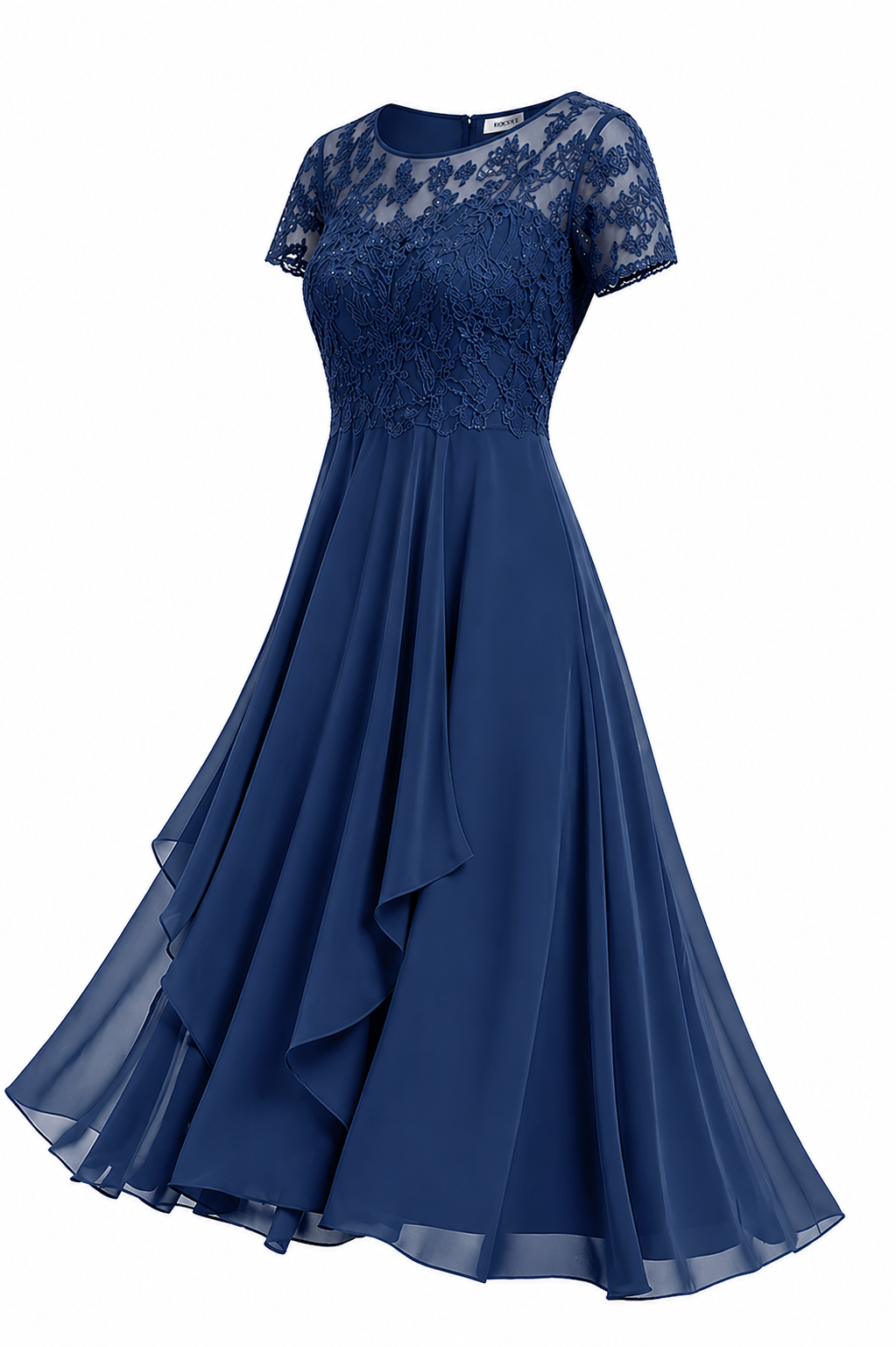 NOUVEAU RICHE Hochzeitsgastkleid Midi Mit Stickerei Elegante Silhouette Dunkelblau