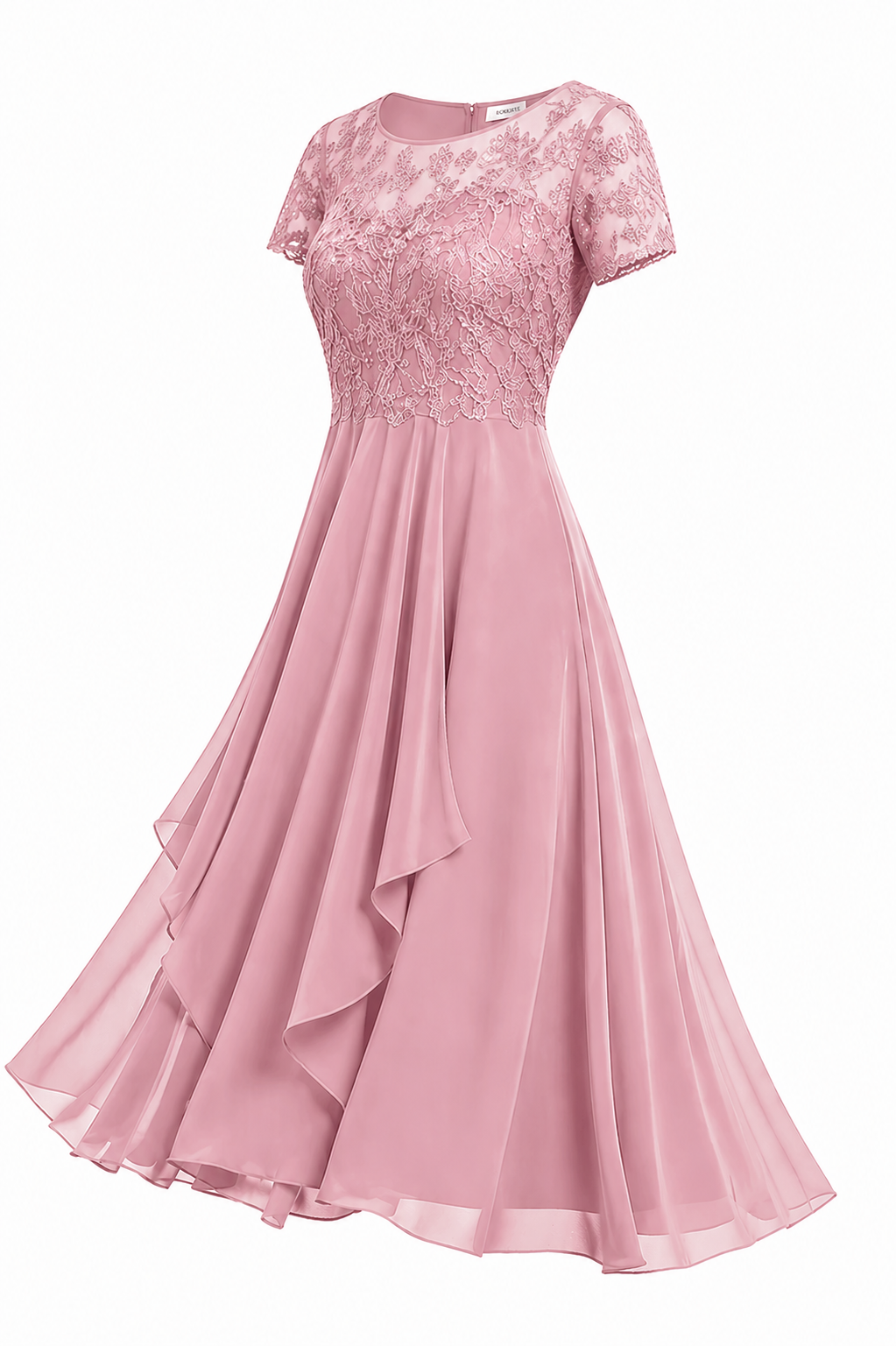 NOUVEAU RICHE Hochzeitsgastkleid Midi Mit Stickerei Elegante Silhouette Rosa