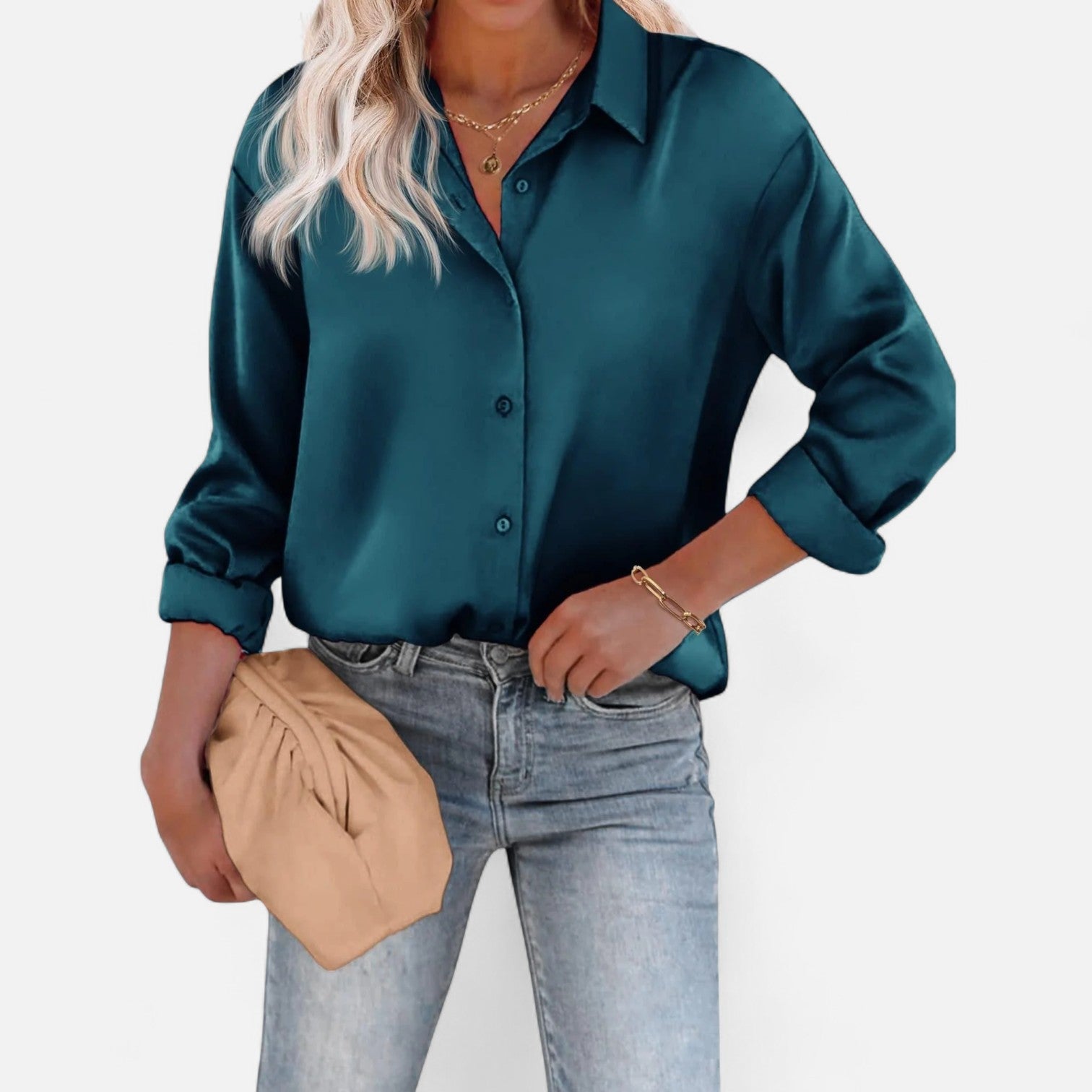 Damenbluse mit klassischem Kragen und fließender Silhouette – Zeitlose Eleganz, raffinierter Komfort