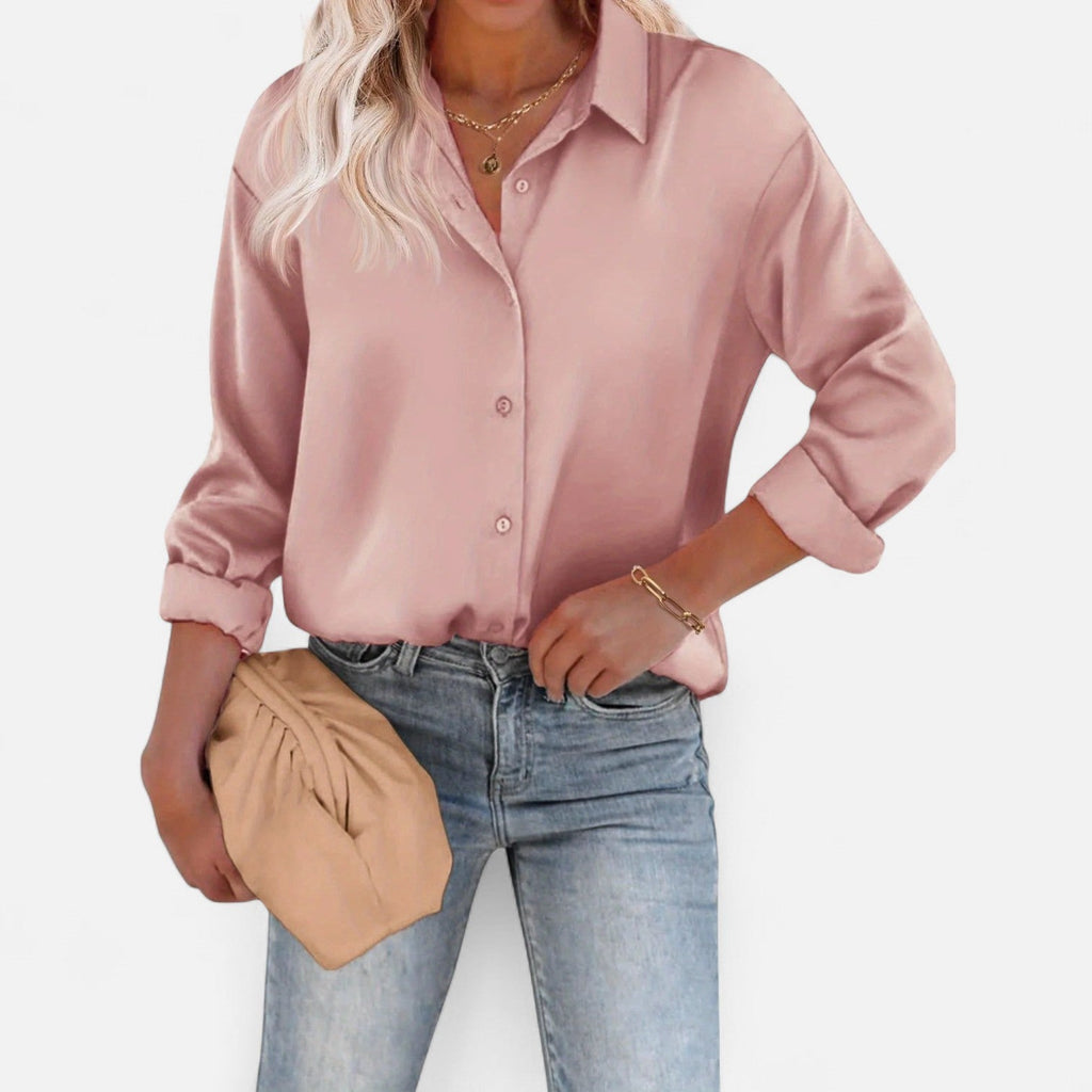 Damenbluse mit klassischem Kragen und fließender Silhouette – Zeitlose Eleganz, raffinierter Komfort