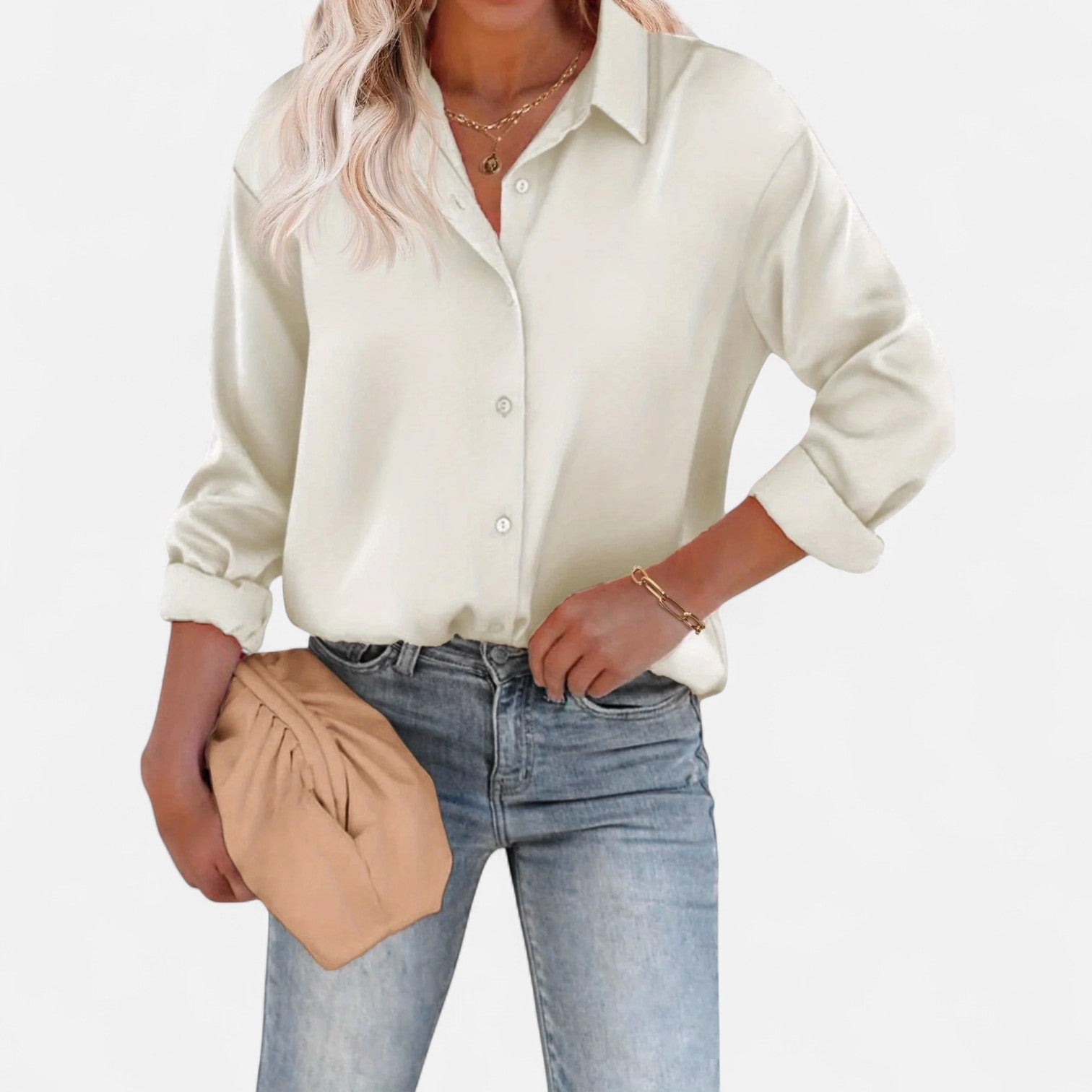 Damenbluse mit klassischem Kragen und fließender Silhouette – Zeitlose Eleganz, raffinierter Komfort