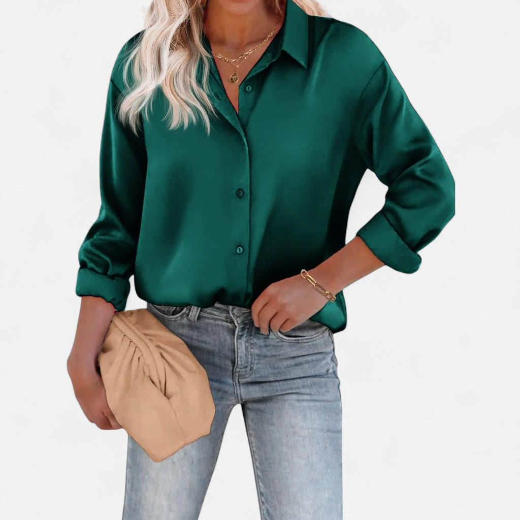 Damenbluse mit klassischem Kragen und fließender Silhouette – Zeitlose Eleganz, raffinierter Komfort