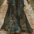 Bohemian Maxi Dress for Women | Embroidered V-Neck