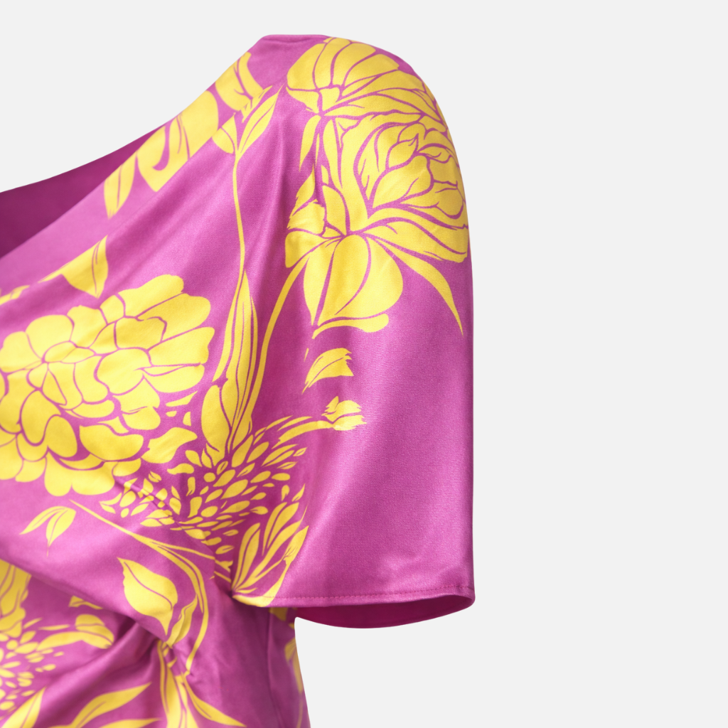 Florales One-Shoulder-Maxikleid mit Seitenschlitz für Damen