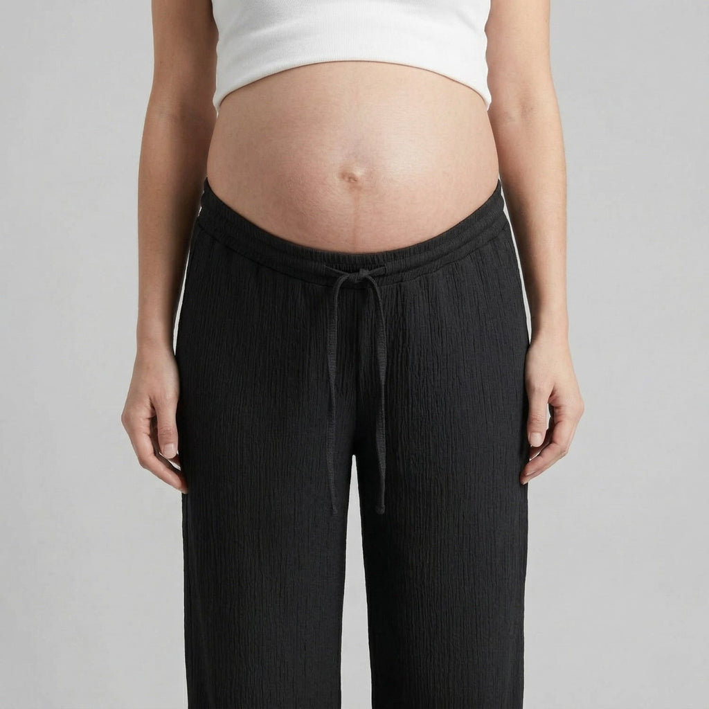 Palazzo Pants for Women | Lightweight Maternity Pants with Wide Legs | Comfortable Pregnancy Pants with Drawstring for Summer & Spring