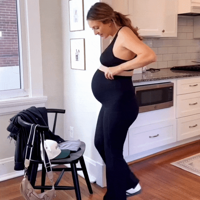 Seamless maternity pants with belly support | Comfortable pregnancy pants with flared leg for everyday wear and postpartum