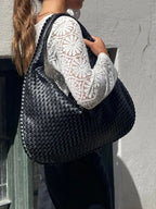 Geflochtene Leder-Hobo-Bag mit Reißverschluss Zorenza