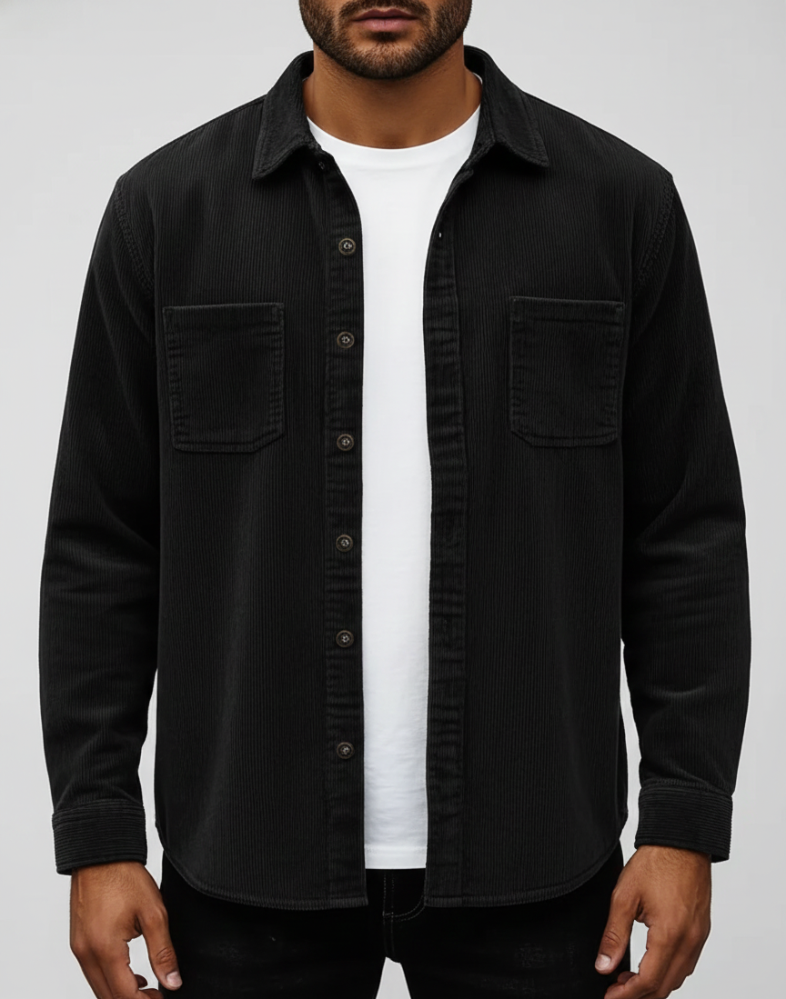 Men's corduroy shirt with button placket