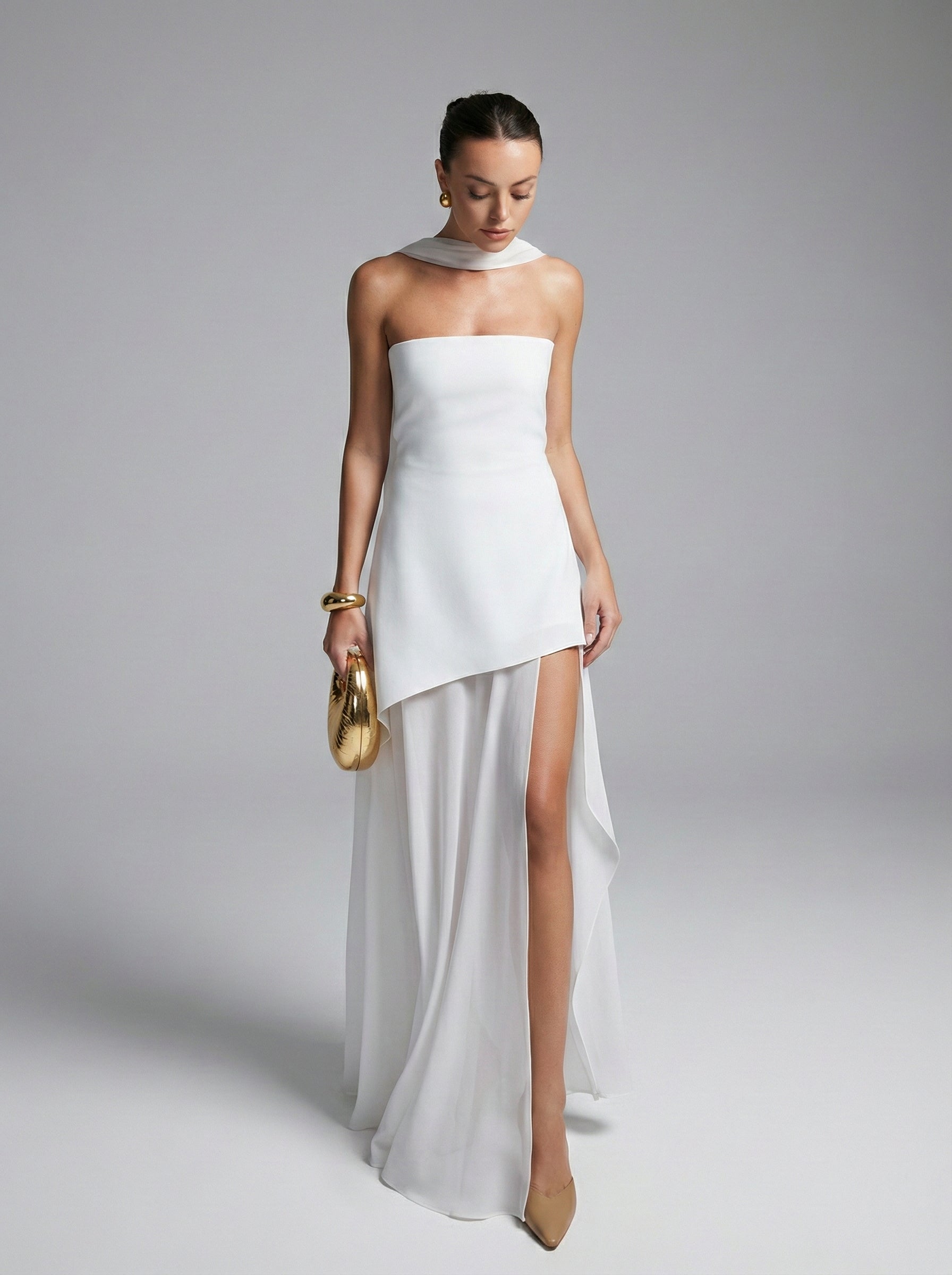 Maxi dress for women with slit