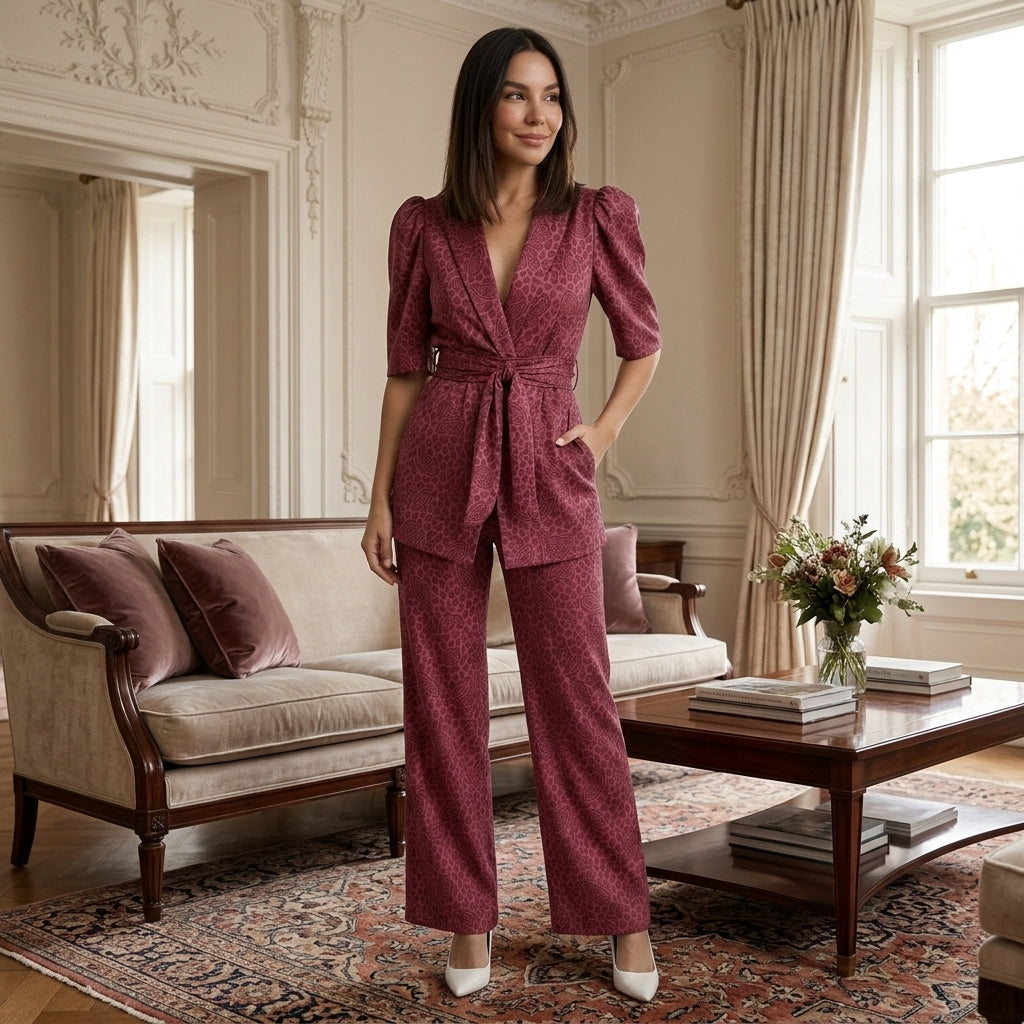 Women's Two-Piece Set | Elegant Business Outfit for Office and Leisure | Structured Co-ord Set with Regular Fit