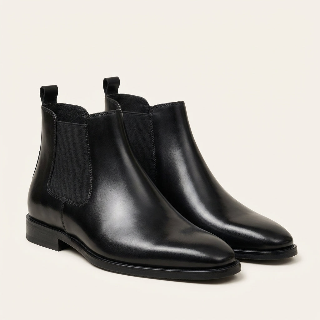 Chelsea Boots für Herren aus weichem Leder | Klassische Lederstiefeletten mit Ledersohle und elastischen Einsätzen für Büro und