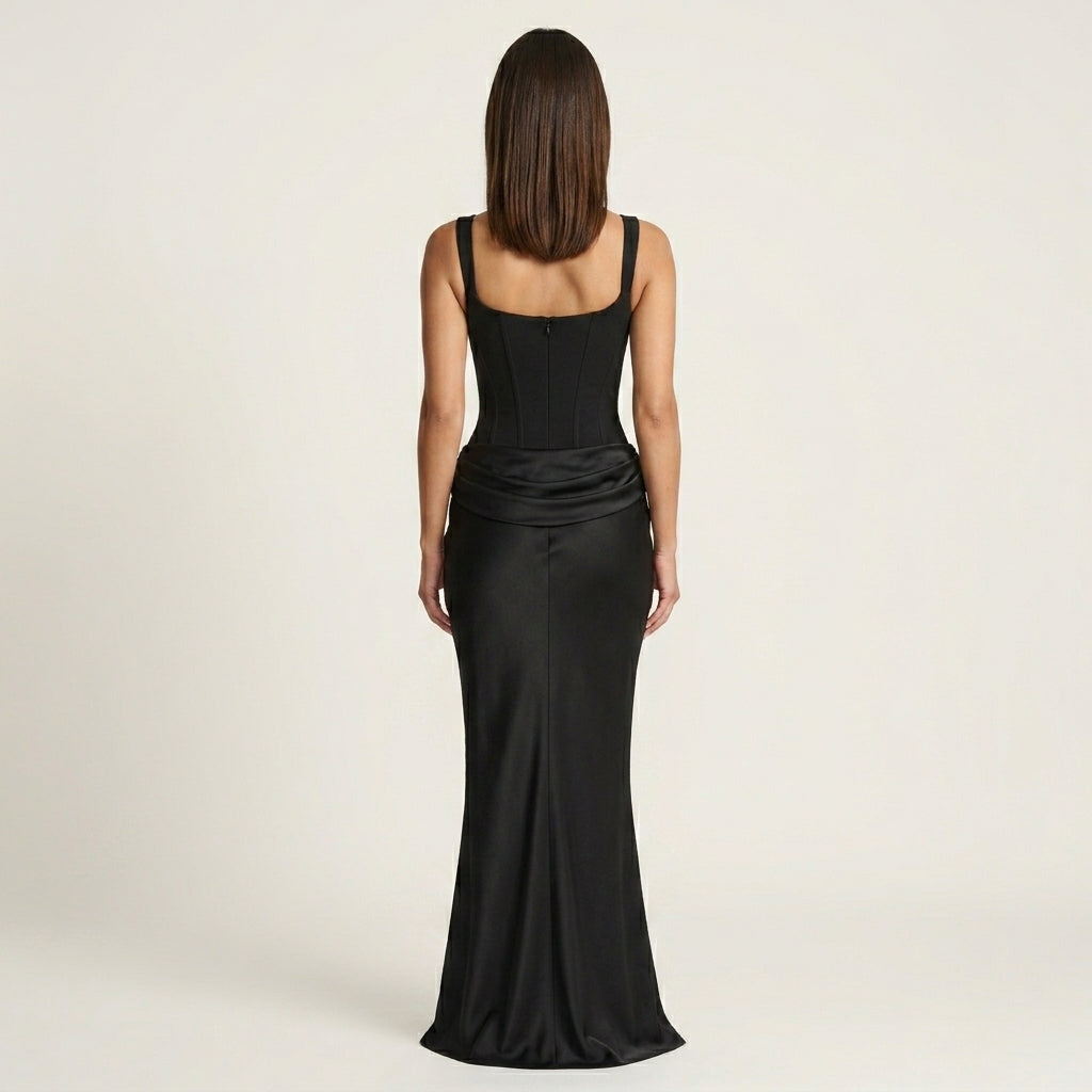 Figurbetontes Bodycon Maxikleid mit Korsett-Struktur | Elegantes Abendkleid für Hochzeiten | Slim Fit Bodenlang
