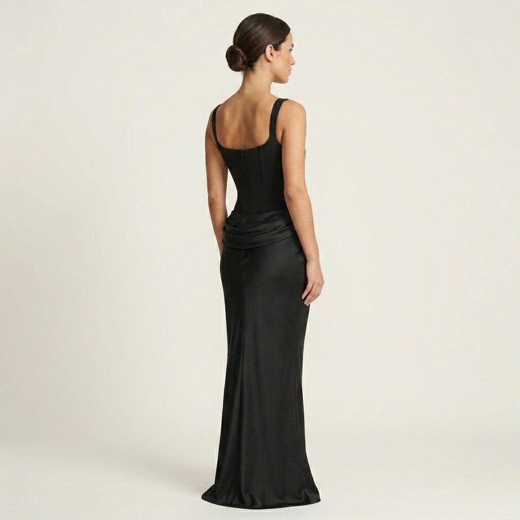 Figurbetontes Bodycon Maxikleid mit Korsett-Struktur | Elegantes Abendkleid für Hochzeiten | Slim Fit Bodenlang