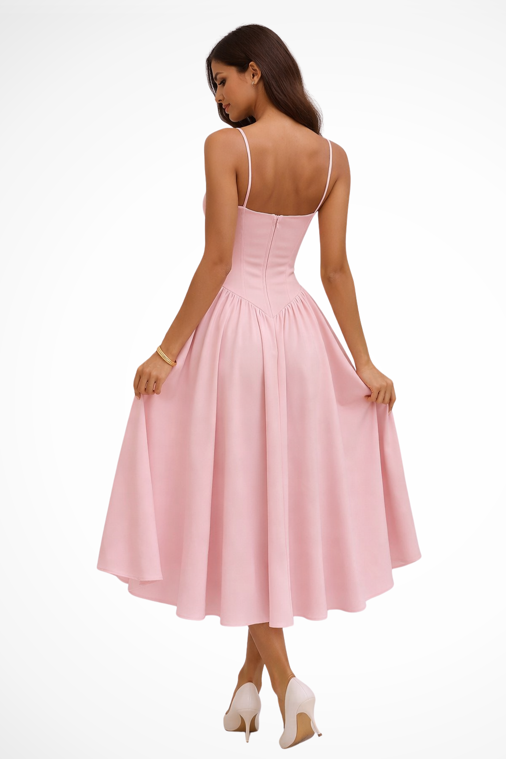 Elegantes Midi-Kleid mit Korsett-Oberteil in A-Linie für Hochzeitsgäste