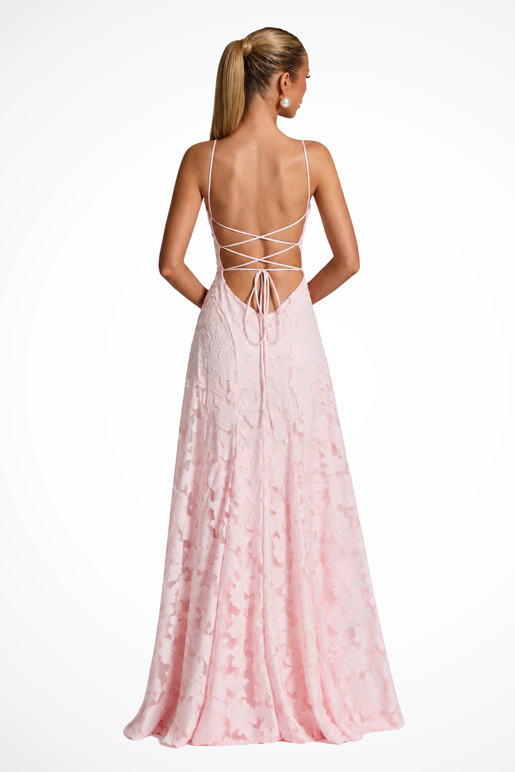 Women's Maxi Dress for Wedding Guests with Waterfall Neckline and Floral Lace – Elegant Formal Dress for Occasions