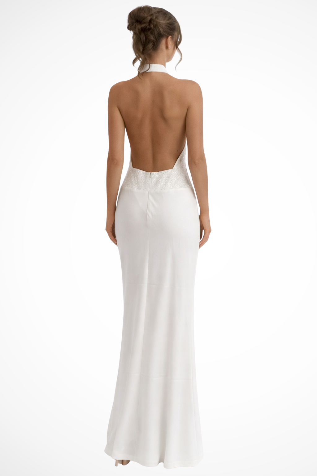Drapiertes Satin-Maxikleid mit Neckholder für Hochzeitsgäste